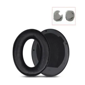 2 Leather Headset Earmuffs for Sony 1000xm4 - Black Protein Skin no Snap
