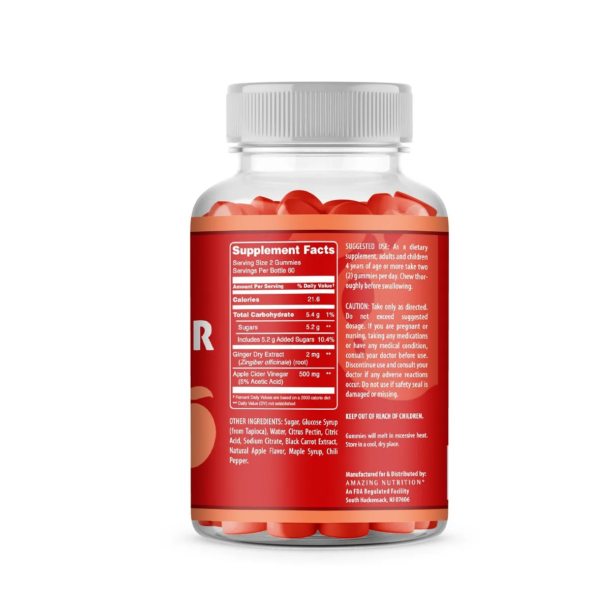 Amazing Gummies Apple Cider Vinegar | 500 Mg Per Serving | 120 Gummies | Apple Flavor