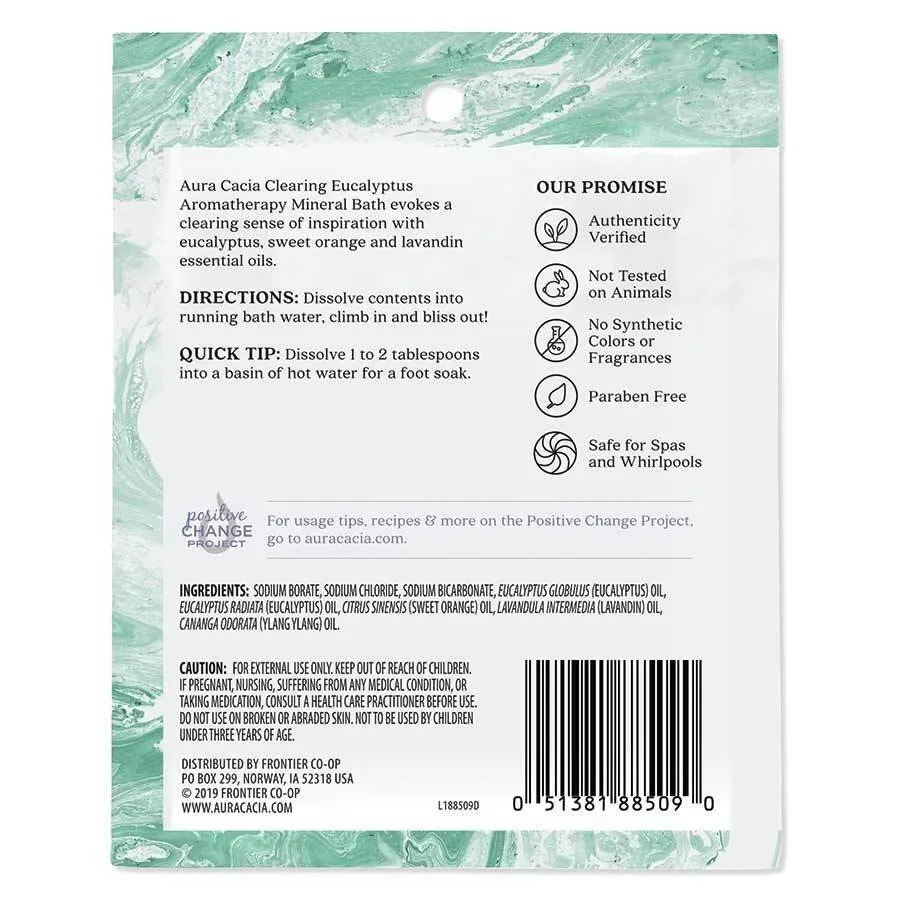 Aura Cacia Mineral Bath Clearing Eucalyptus 2.5 oz Powder