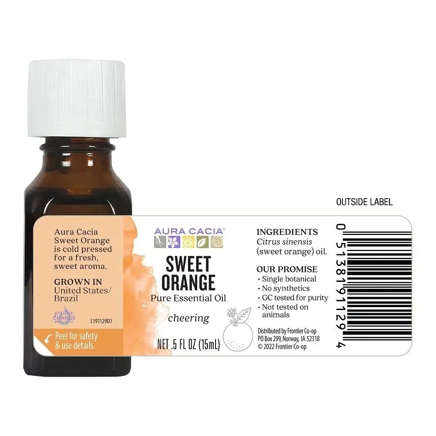 Aura Cacia Sweet Orange Essential Oil 0.5 oz Oil