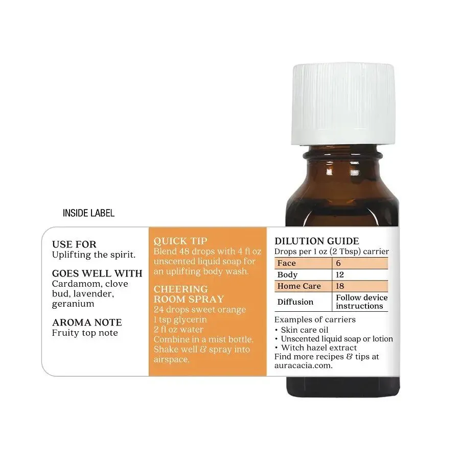 Aura Cacia Sweet Orange Essential Oil 0.5 oz Oil