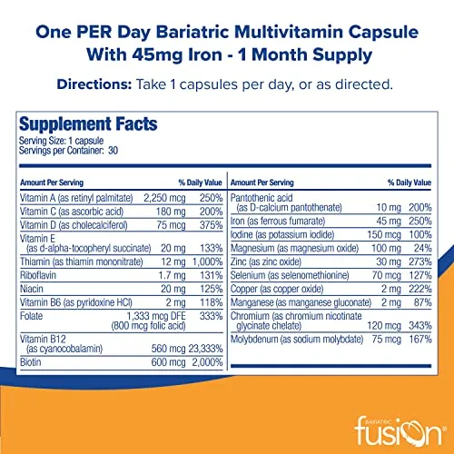 Bariatric Fusion One Per Day Multivitamin with Iron 30 Capsules
