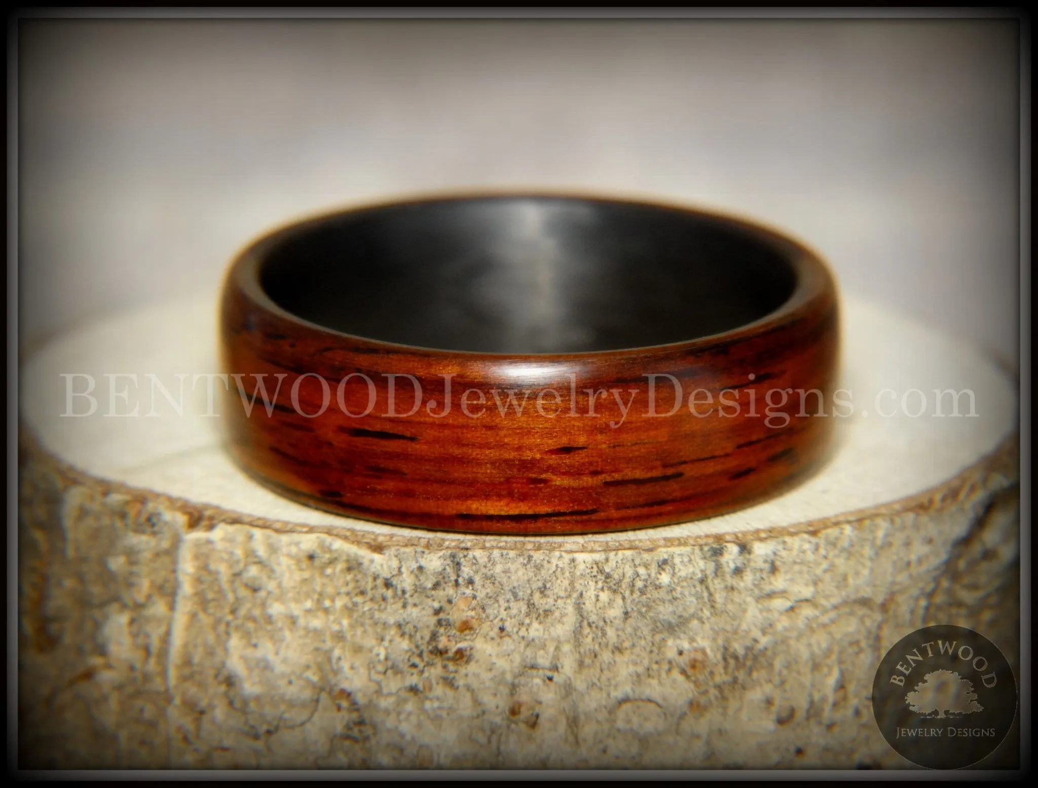 Bentwood Ring - Coco Loco Cocobolo Wood on Carbon Fiber Core