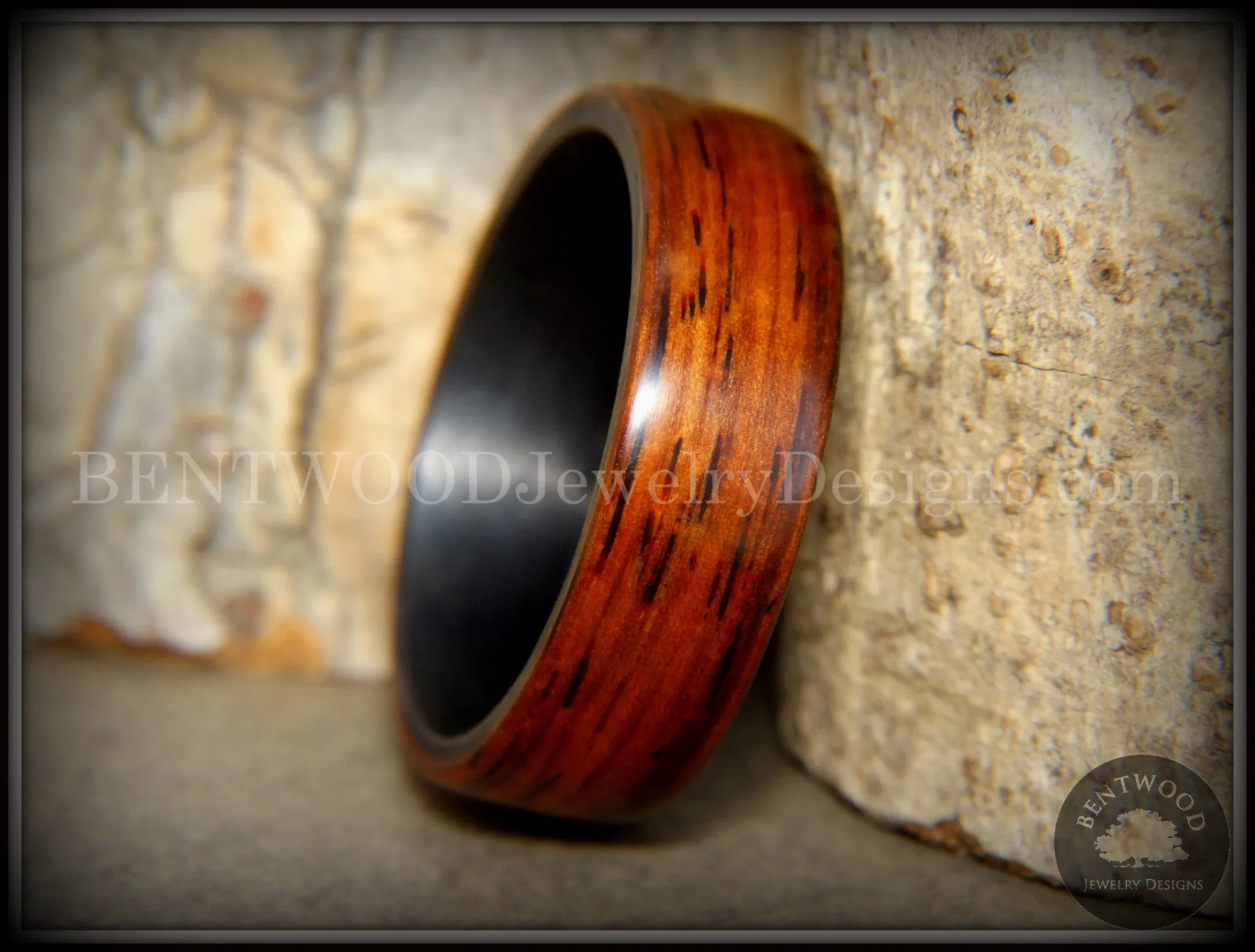 Bentwood Ring - Coco Loco Cocobolo Wood on Carbon Fiber Core