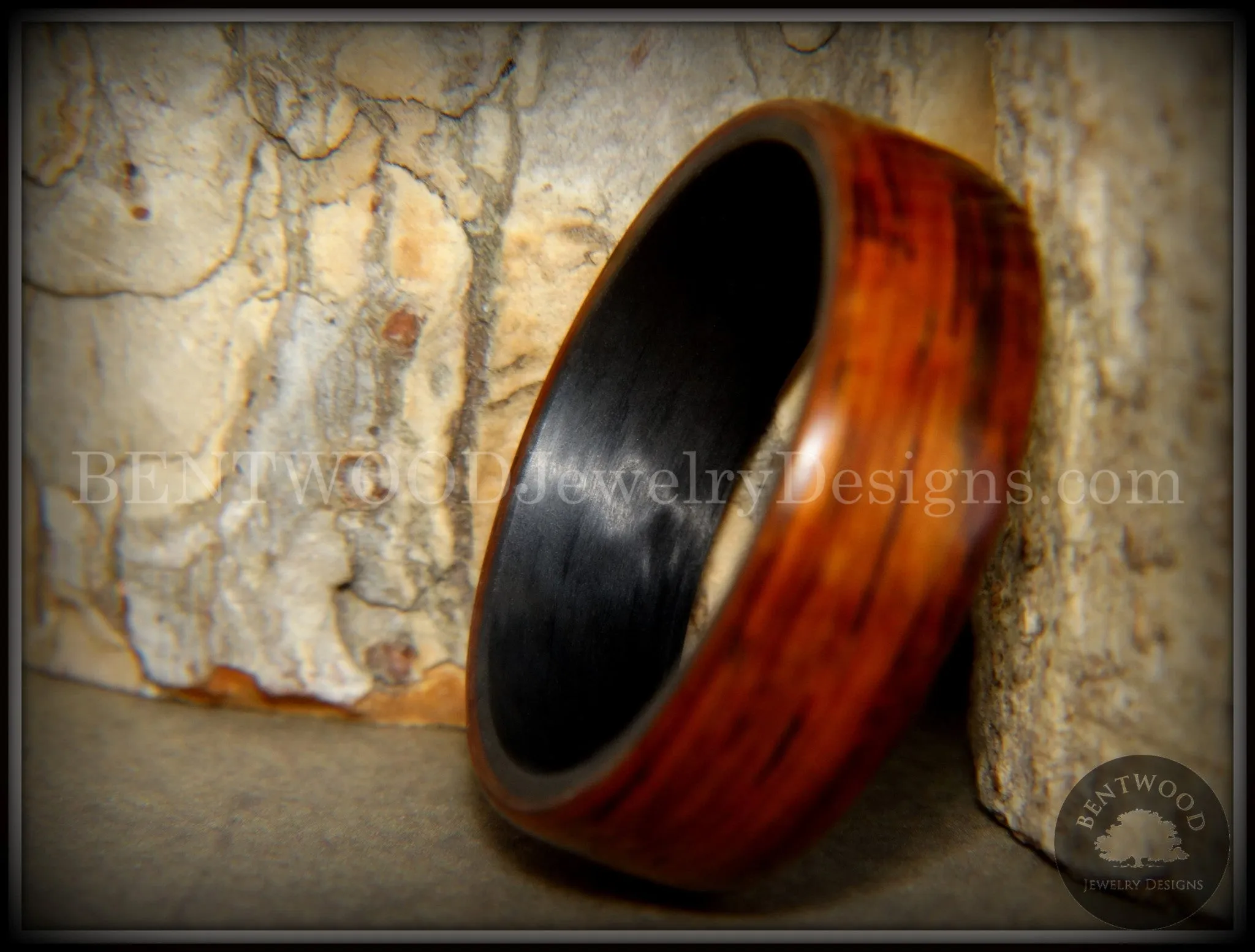 Bentwood Ring - Coco Loco Cocobolo Wood on Carbon Fiber Core