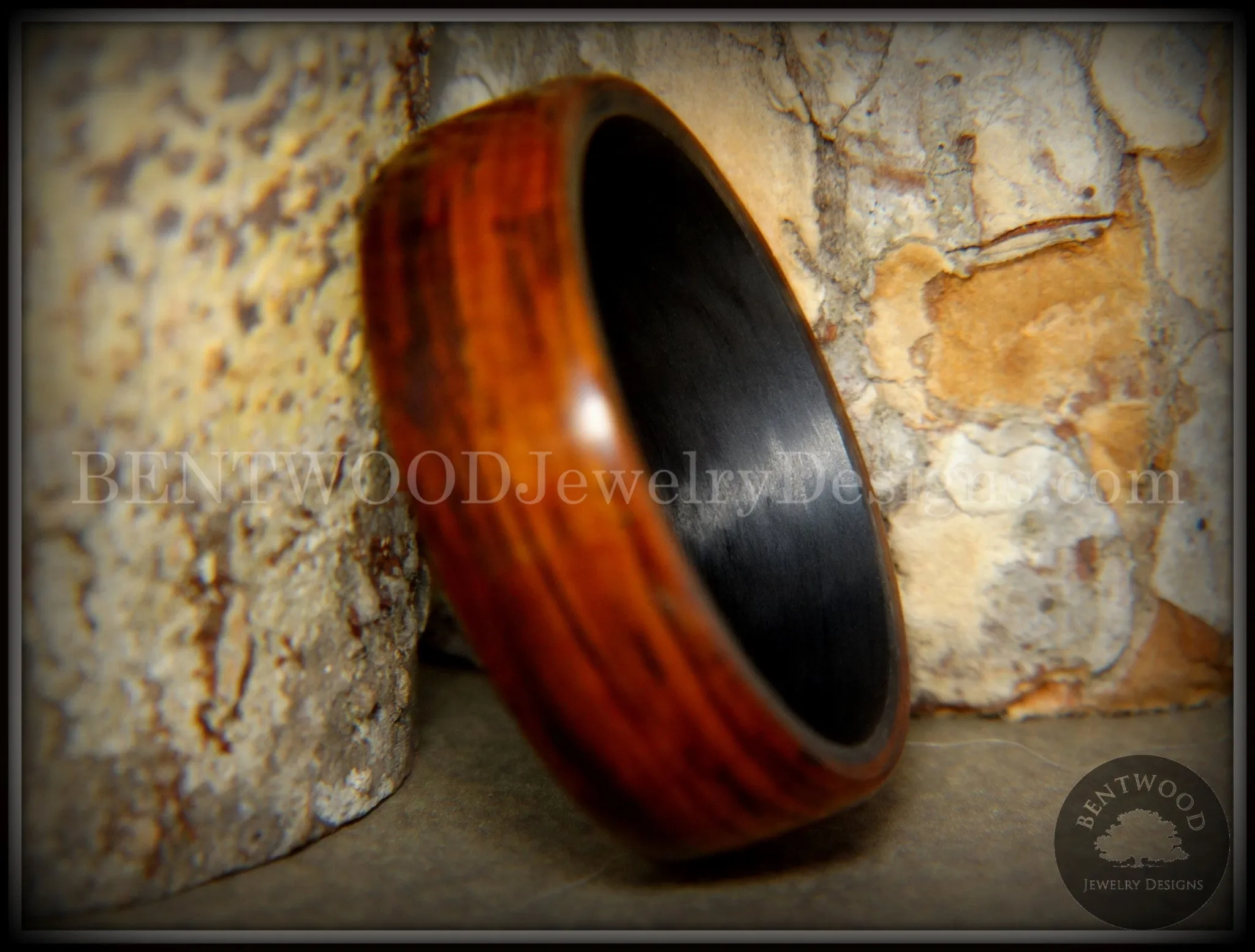 Bentwood Ring - Coco Loco Cocobolo Wood on Carbon Fiber Core