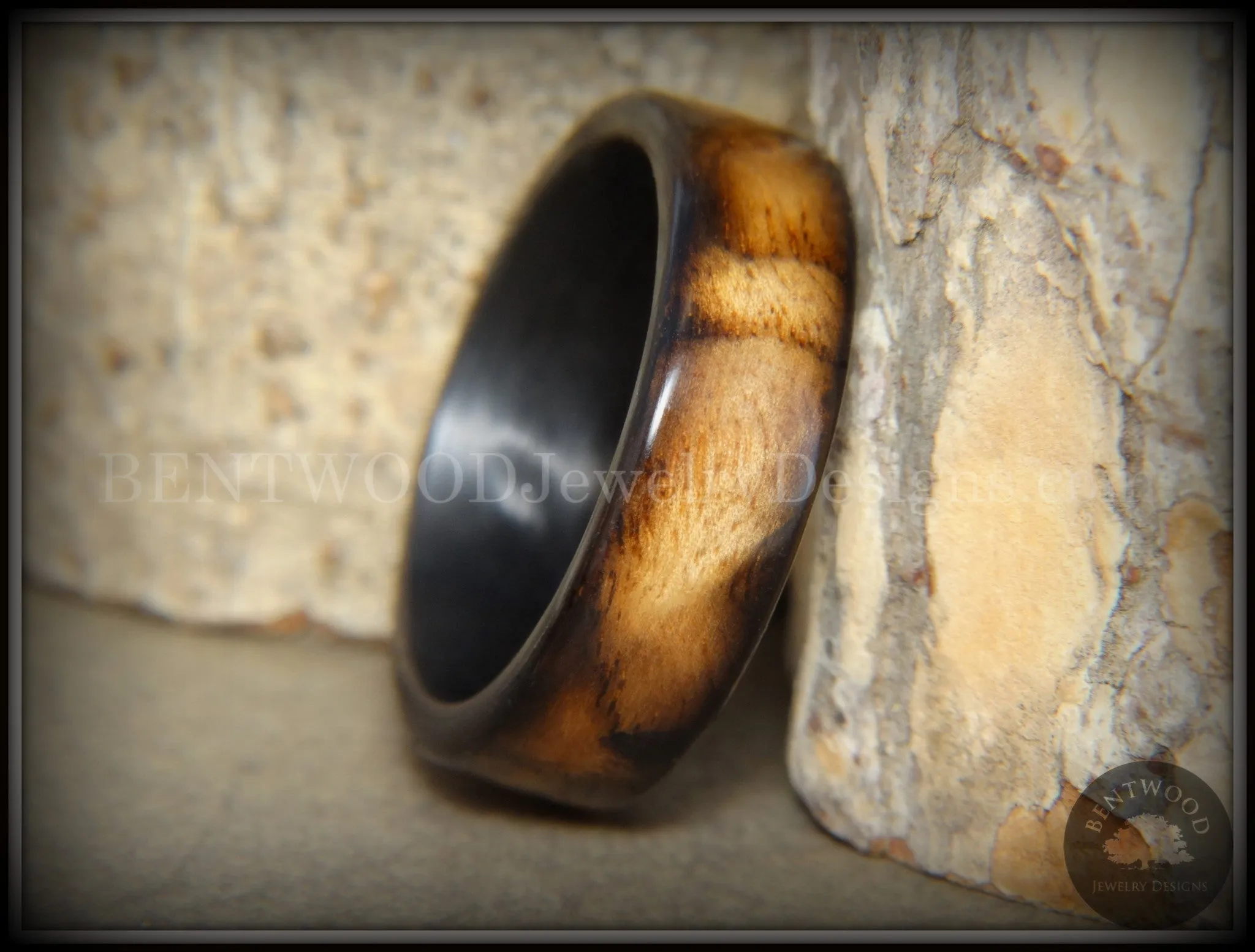 Bentwood Ring - New Smokey Bethlehem Olivewood Smoked on Carbon Fiber Core