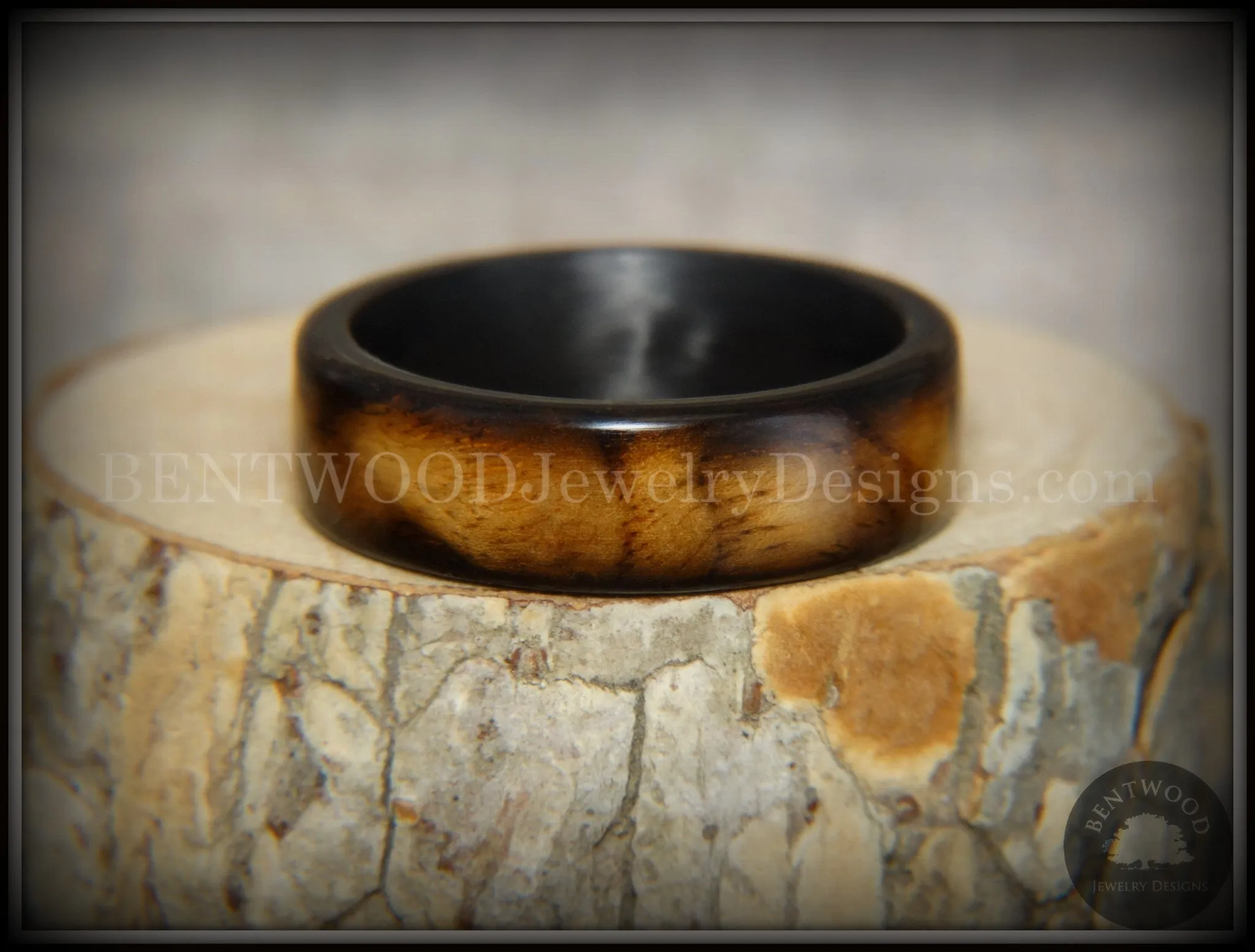 Bentwood Ring - New Smokey Bethlehem Olivewood Smoked on Carbon Fiber Core