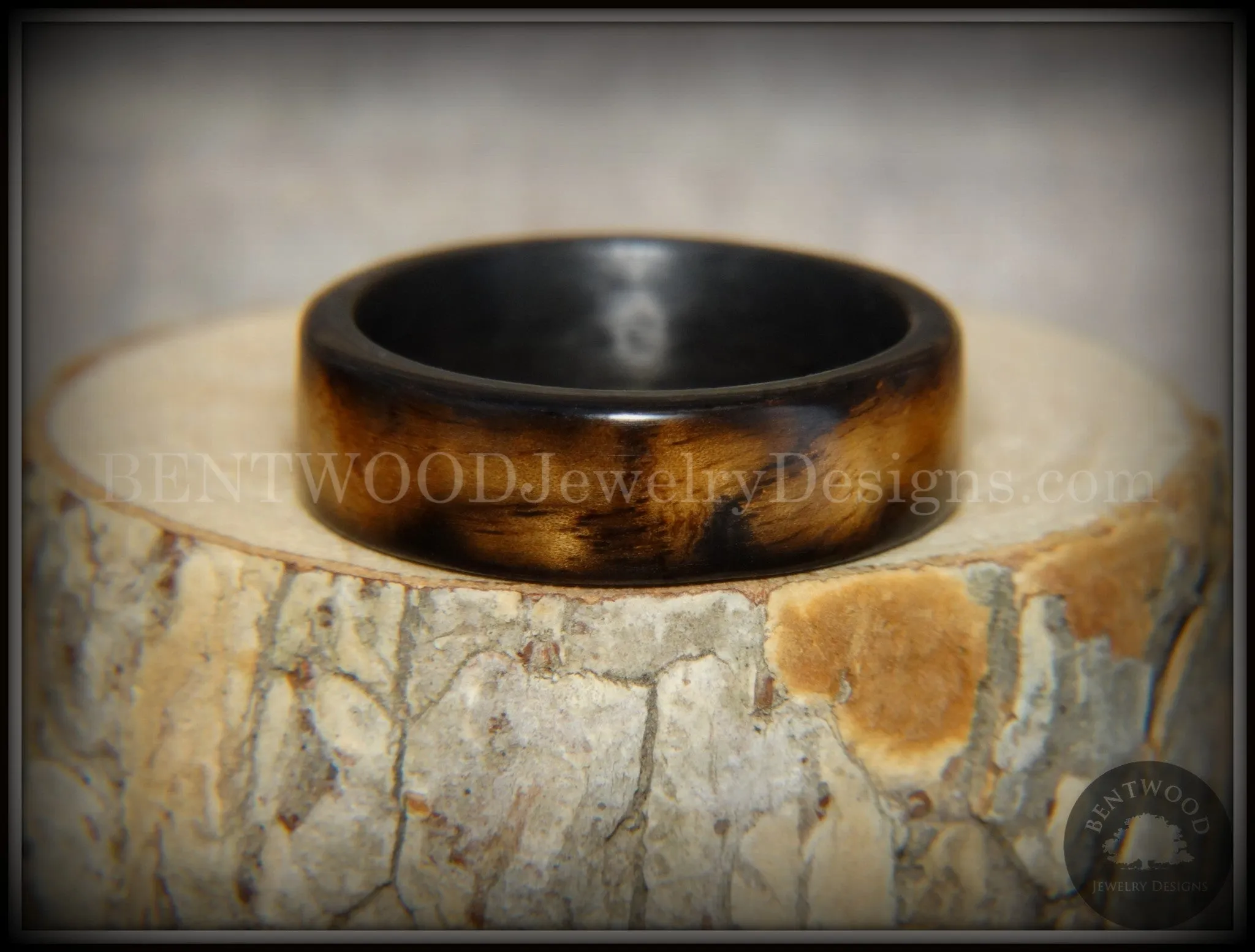 Bentwood Ring - New Smokey Bethlehem Olivewood Smoked on Carbon Fiber Core