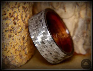 Bentwood Ring - Silver Twill Carbon Fiber on Rosewood Wood Comfort Fit Core