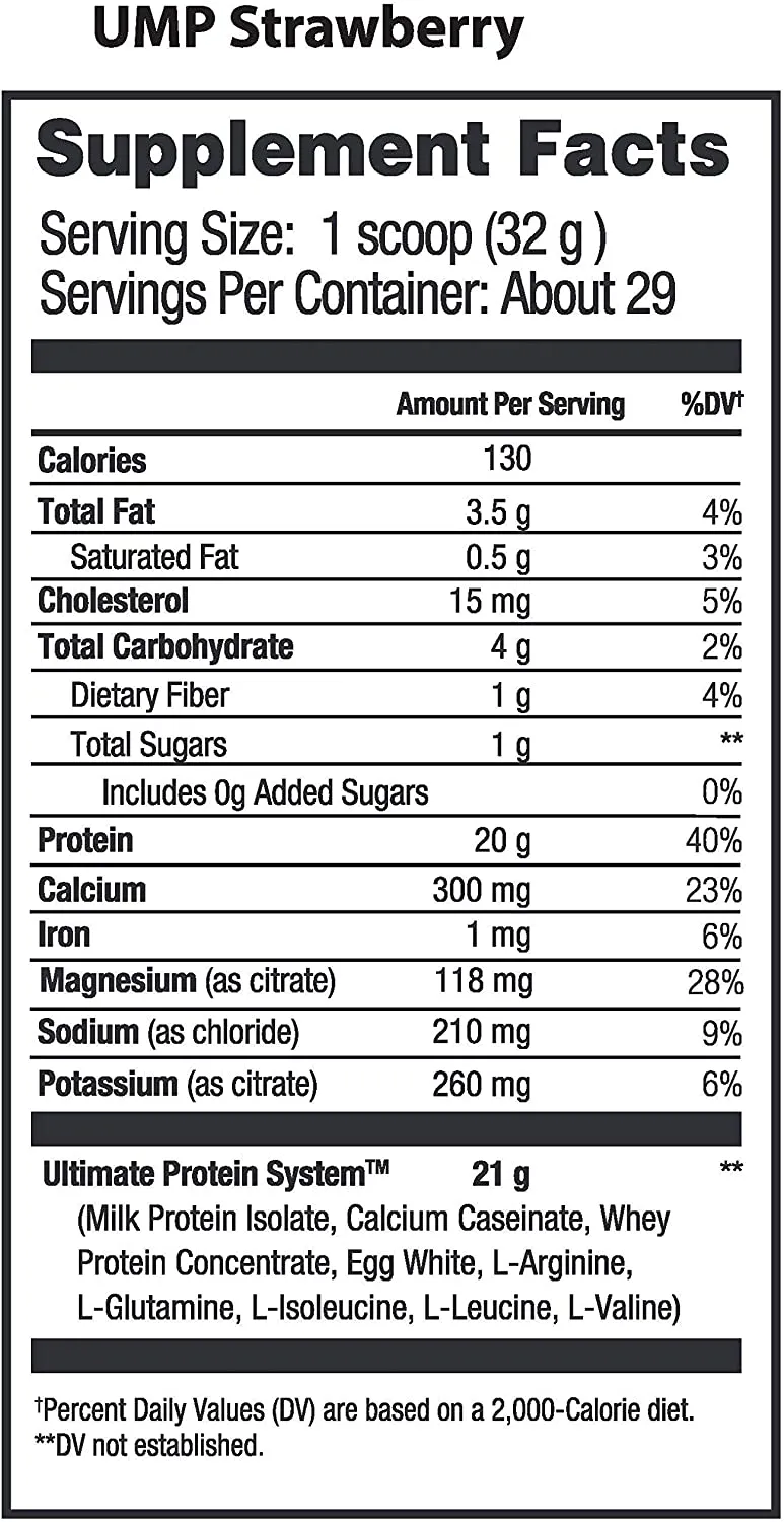 Beverly International UMP Protein Powder, Strawberry. Unique Whey-Casein Ratio Builds Lean Muscle. Easy to Digest. No Bloat. (32.8 oz) 2lb .8 oz