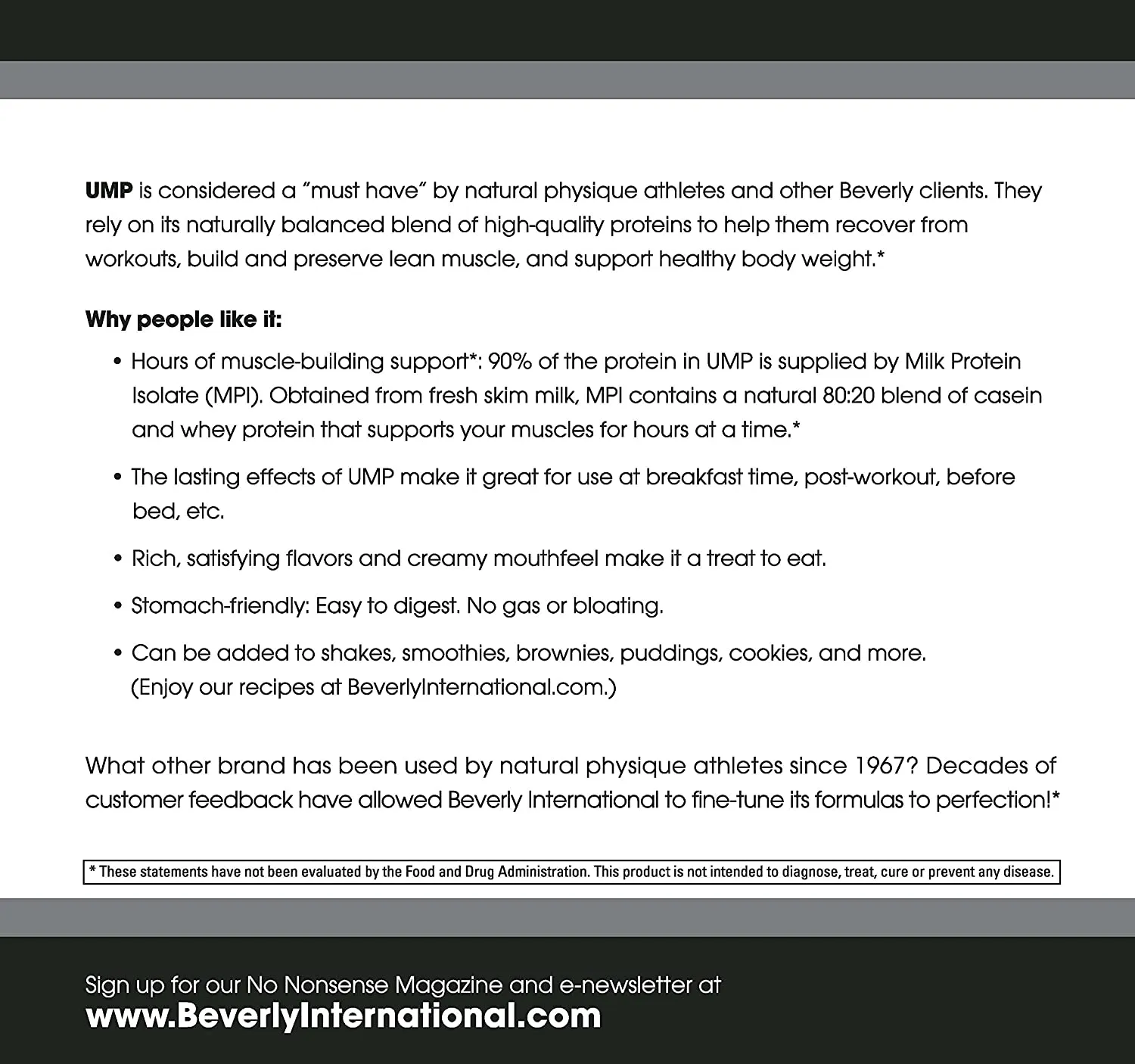 Beverly International UMP Protein Powder, Strawberry. Unique Whey-Casein Ratio Builds Lean Muscle. Easy to Digest. No Bloat. (32.8 oz) 2lb .8 oz