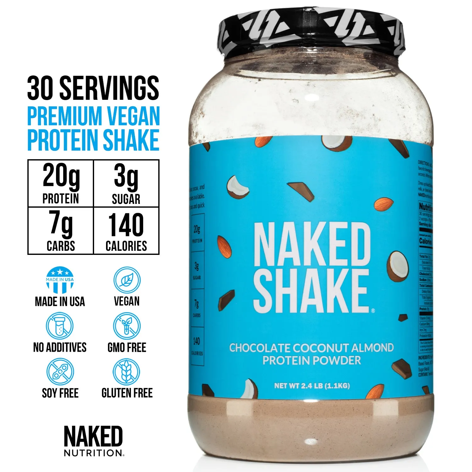 Chocolate Coconut Almond Protein Shake | Naked Shake - 30 Servings