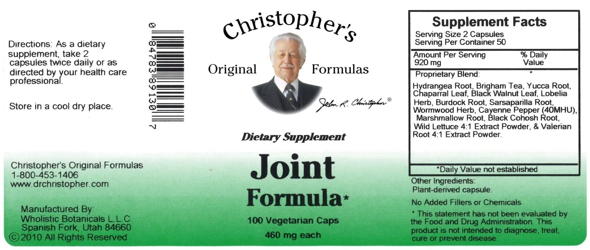 Christopher's Original Formulas Joint Formula 100 VegCap