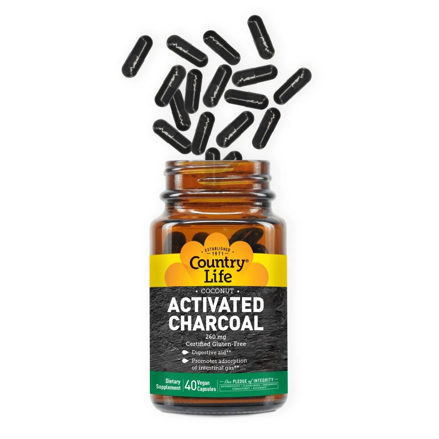 Country Life Activated Charcoal 260mg 40 VegCap