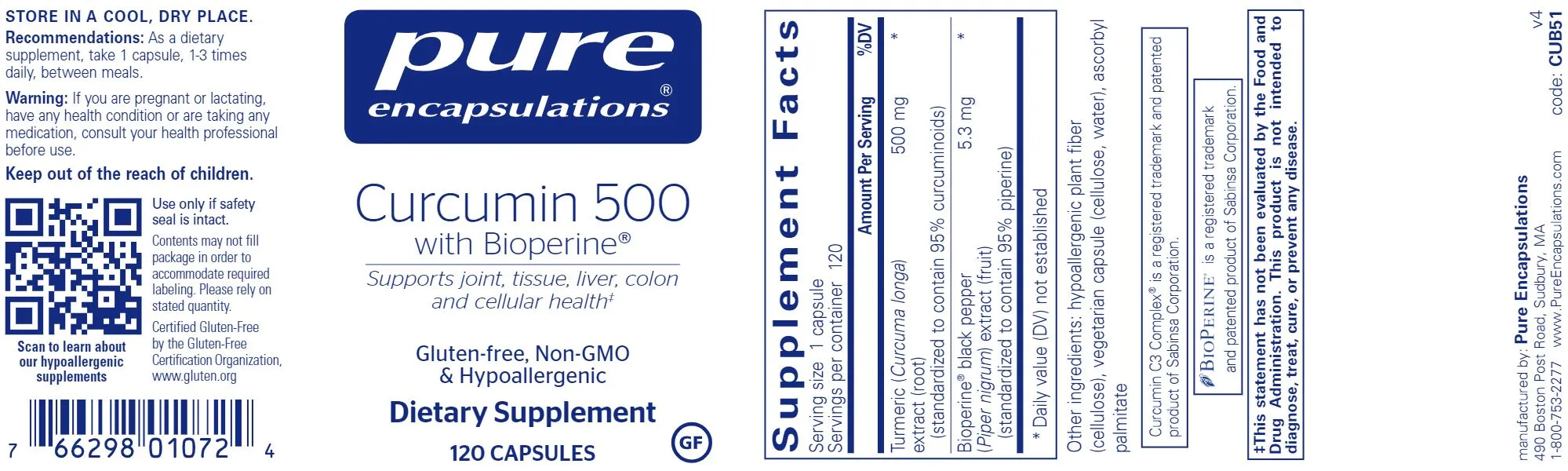 Curcumin 500 with Bioperine® | 500 mg - 120 Capsules
