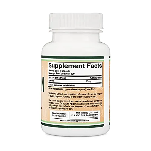 Double Wood Supplements  Apigenin 50mg 120 Count