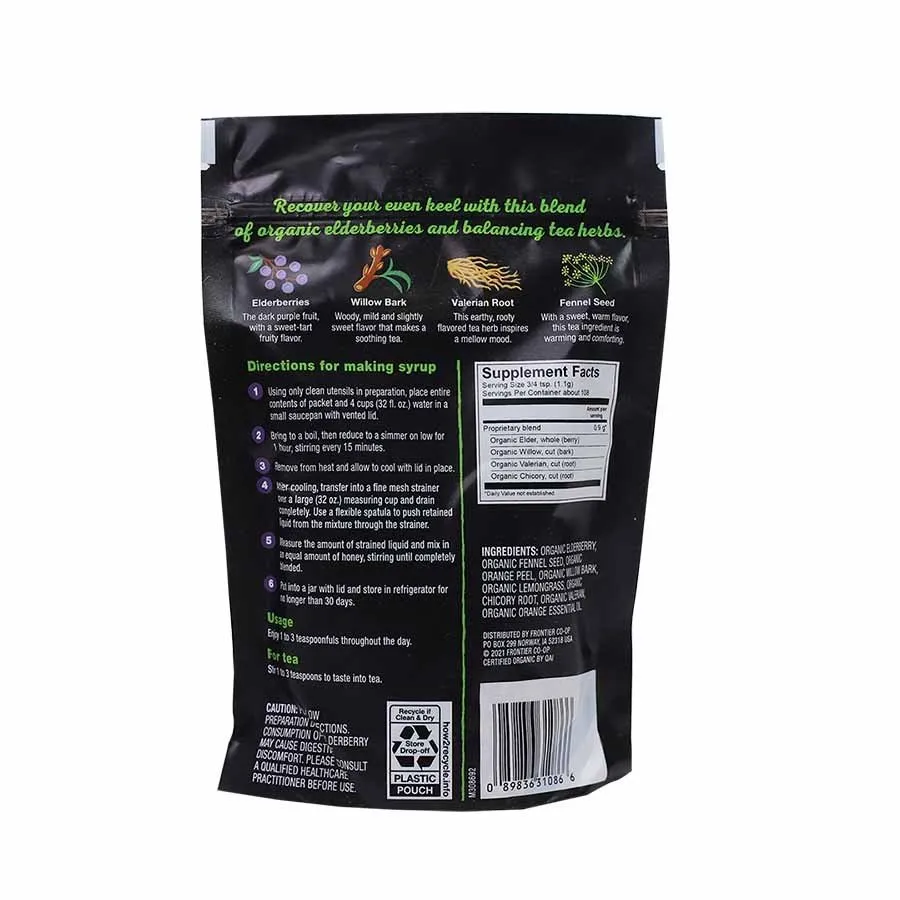 Frontier Natural Products Elderberry & Herb Blend for Syrup  Recovery Blend, Organic 4.23 oz Bag