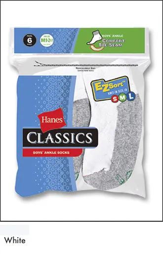 Hanes Boys Classics Crew 6pk