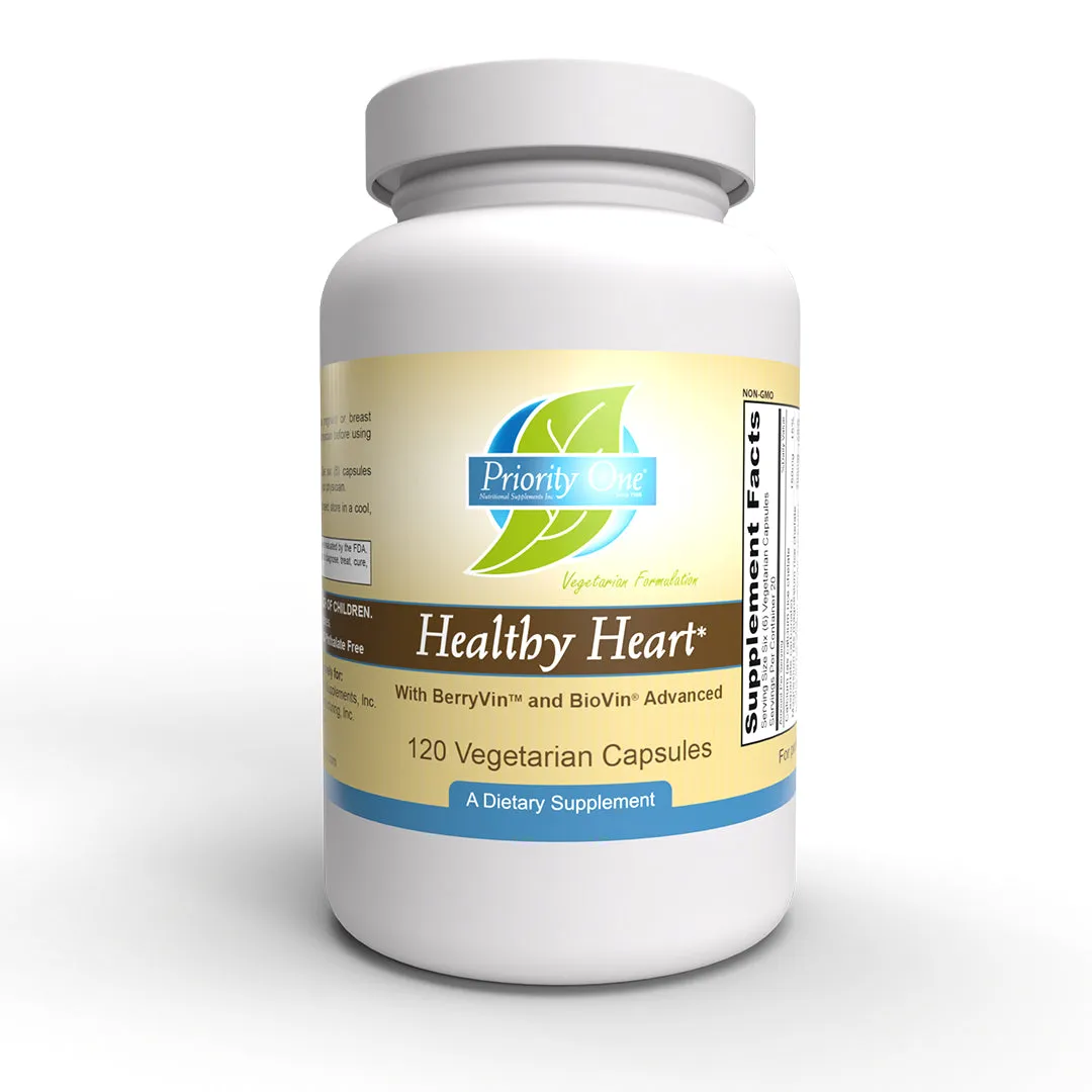 Healthy Heart (120 Vegetarian Capsules) Now with BerryVin® and BioVin® Our Healthy Heart supplements have a synergistic blend of balanced nutrients providing support to a healthy cardiovascular system.*