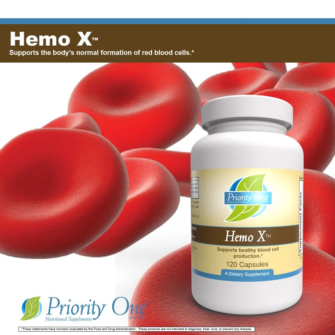Hemo-X™ (120 Capsules) Hemo-X supplements encourage normal red blood cell production.*