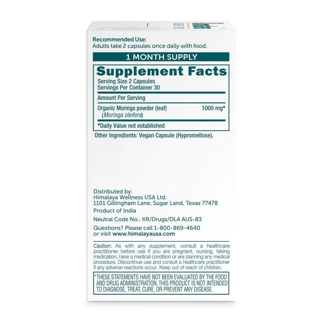 Himalaya Herbals Moringa 60 Capsules: Natural Herbal Supplement for Wellness and Health Optimization