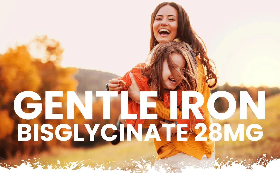 Iron Tablets High Strength, 28mg - Gentle Iron Bisglycinate - 180 Vegan Tablets