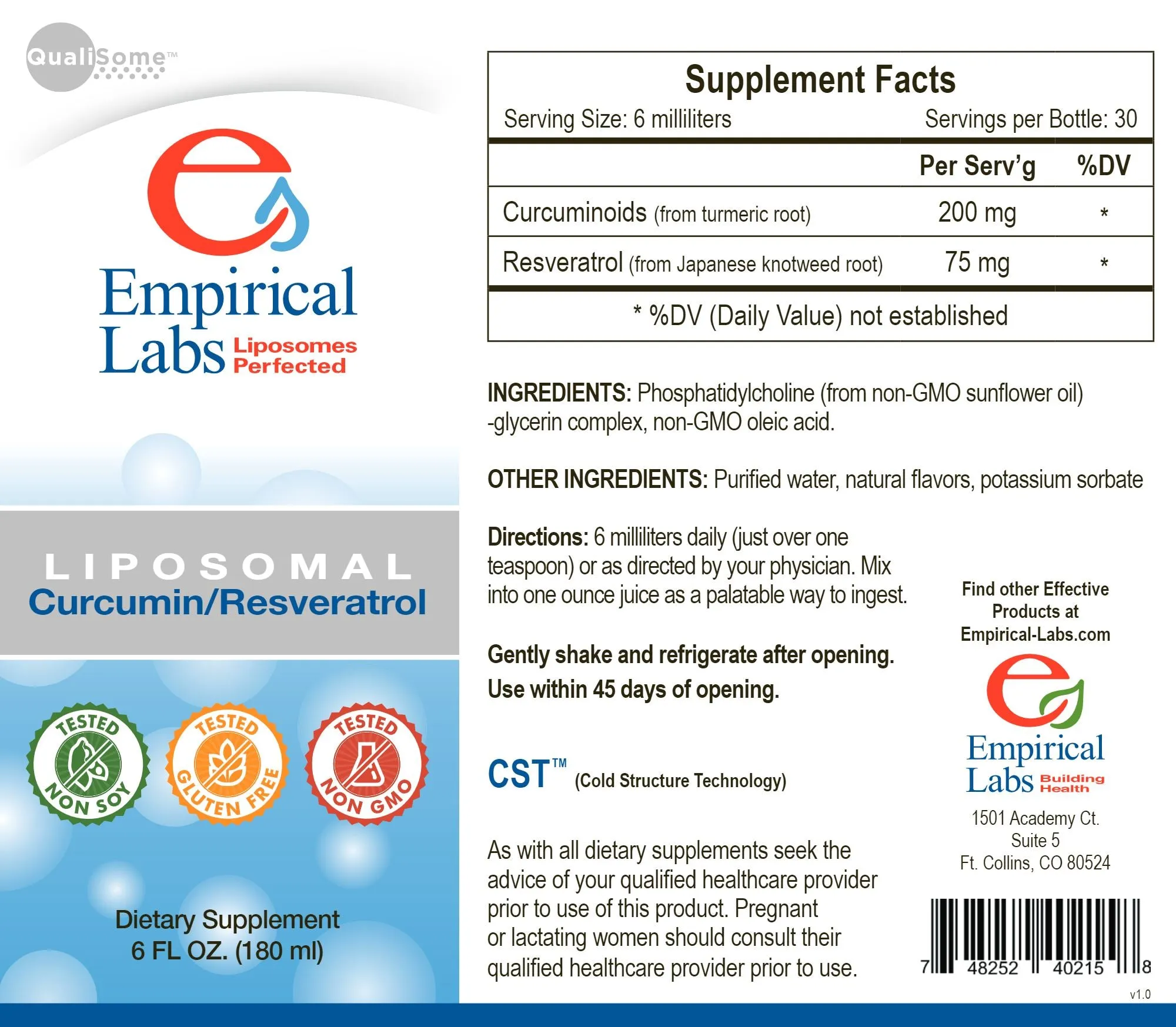 Liposomal Curcumin/Resveratrol - 6 oz