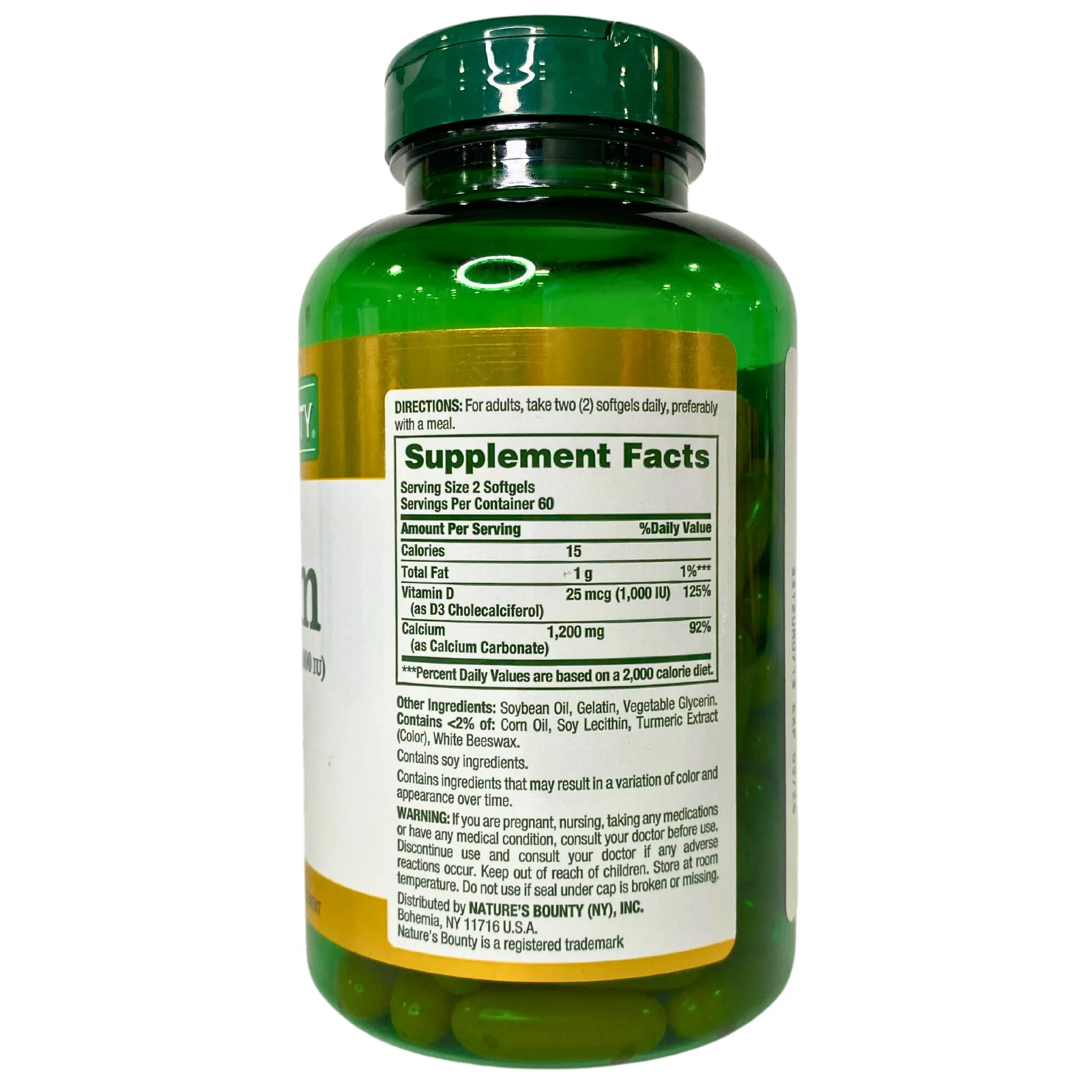 Nature's Bounty Calcium 1200mg | Plus 25mcg (1,000 IU) Vitamin D3 (25 Pcs Lot)
