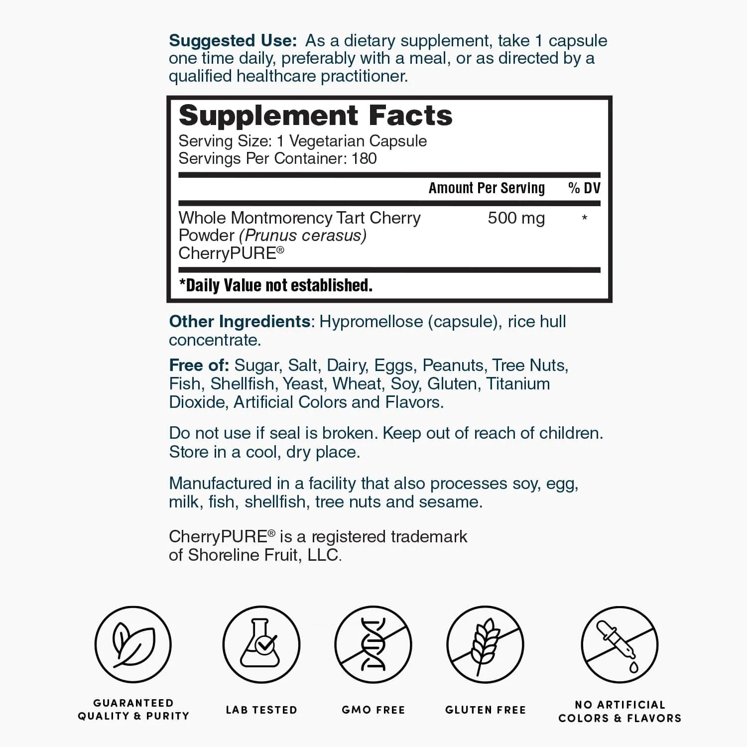 Nature's Lab Tart Cherry 500 mg - 180 Capsules