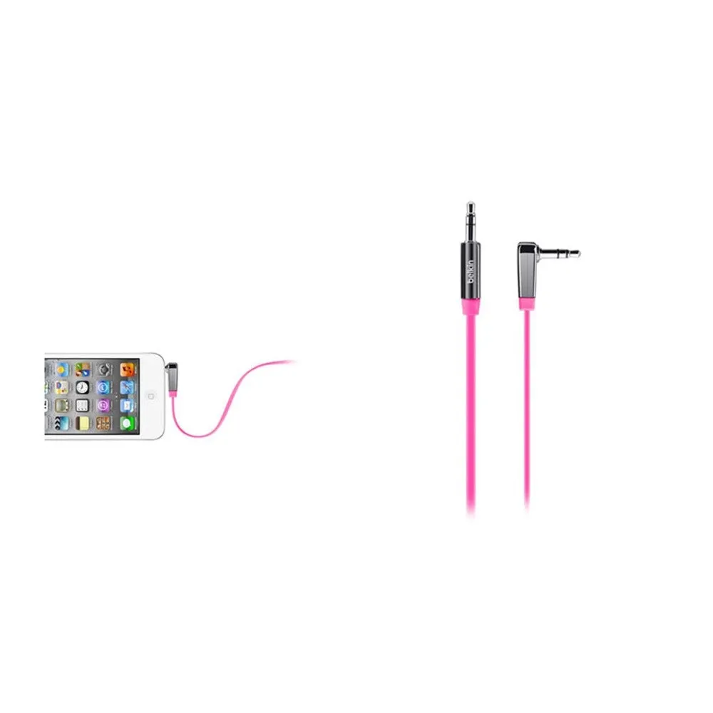 [OPEN BOX] BELKIN 3.5MM Flat Right Angle Aux Cable 0.9M - Pink