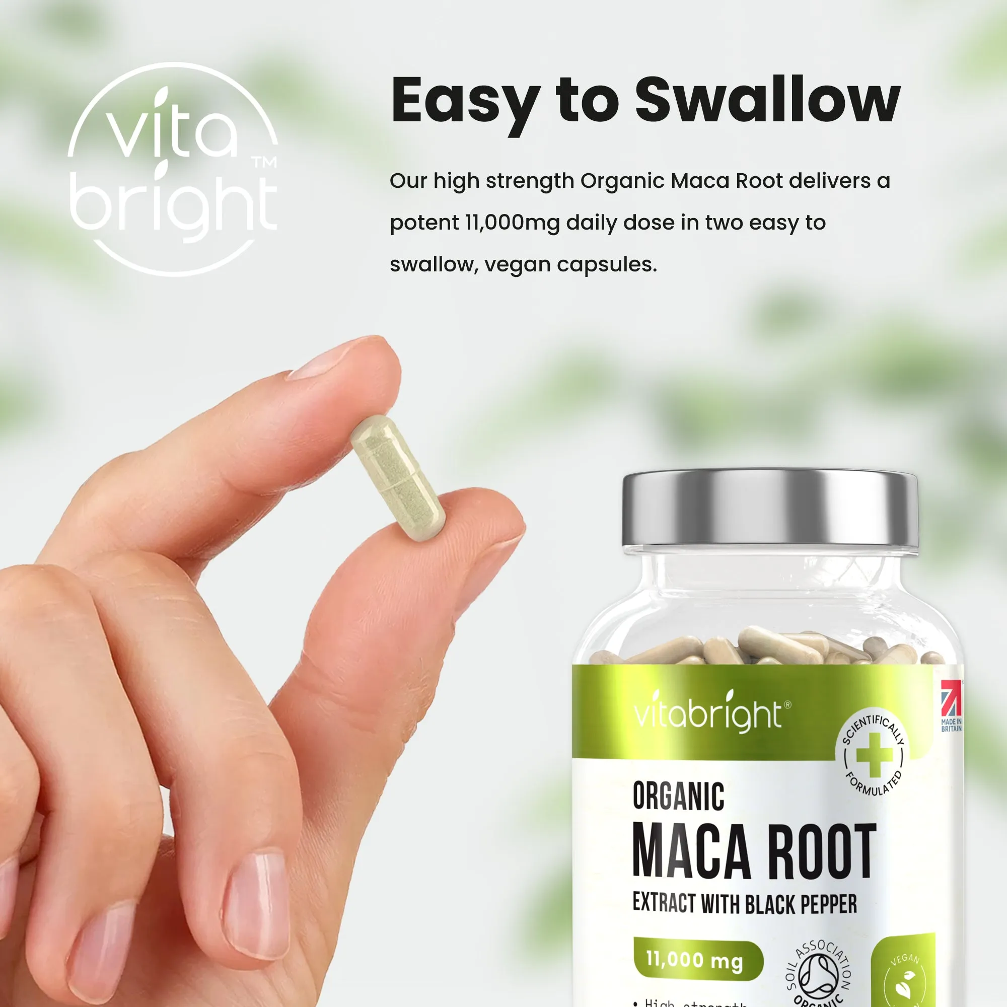 Organic Maca Root 11,000mg with Black Pepper, 180 Vegan Capsules, 3 Month Supply