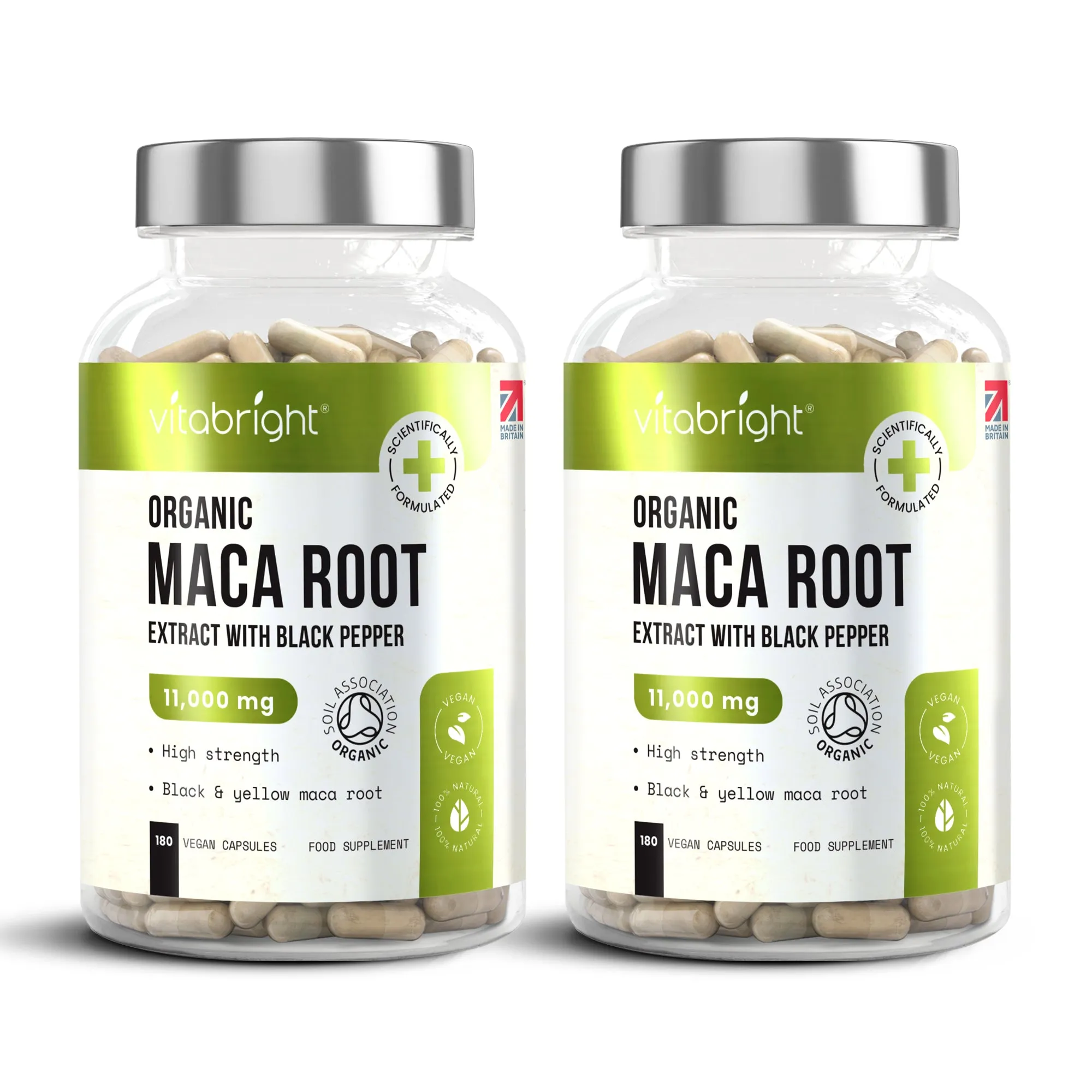 Organic Maca Root 11,000mg with Black Pepper, 180 Vegan Capsules, 3 Month Supply
