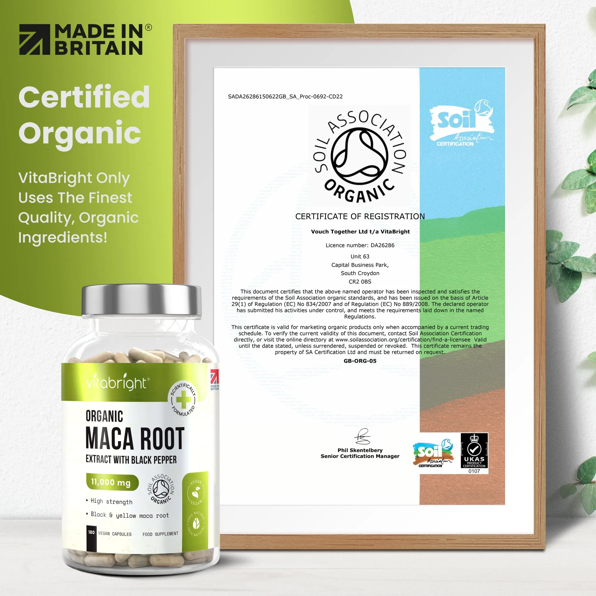 Organic Maca Root 11,000mg with Black Pepper, 180 Vegan Capsules, 3 Month Supply