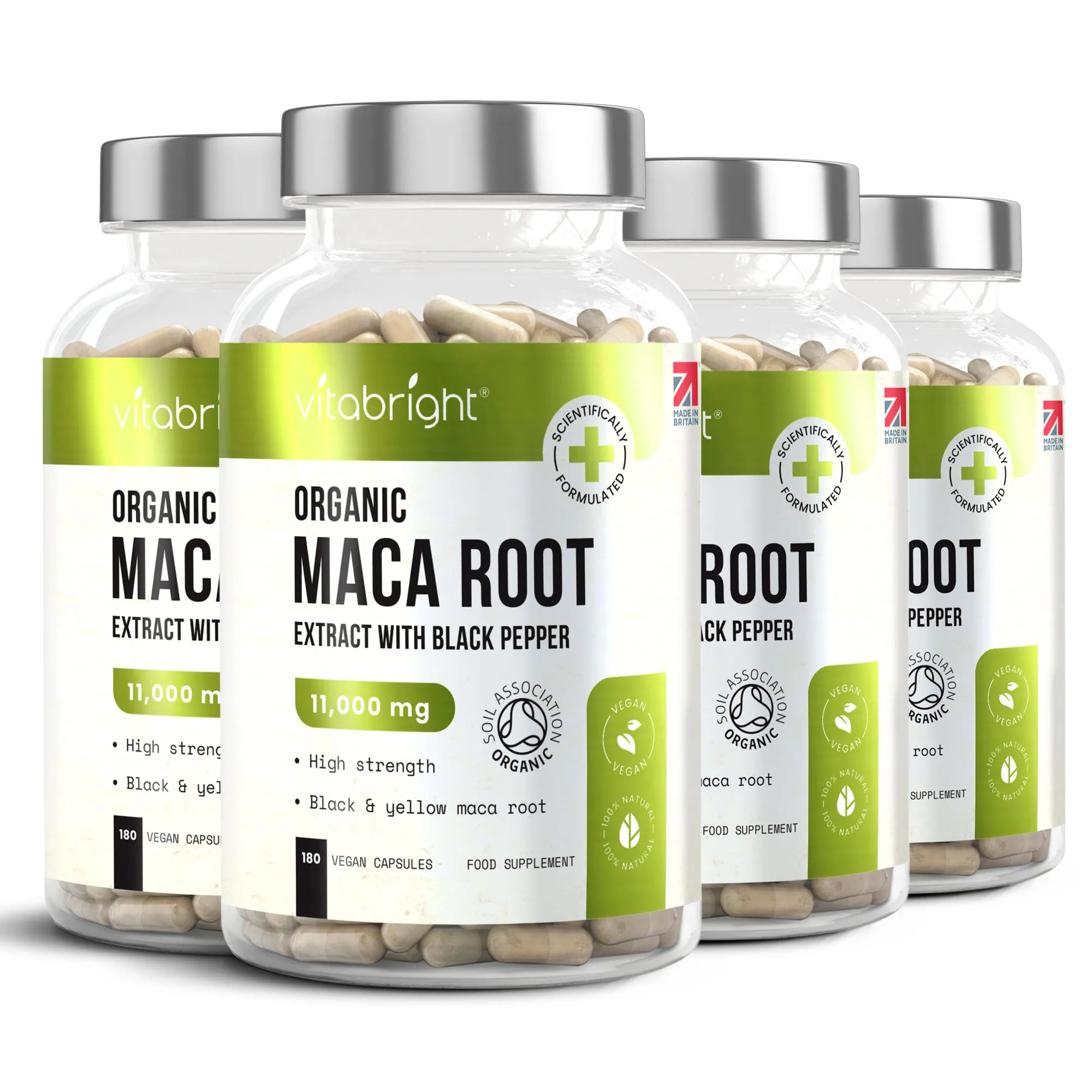 Organic Maca Root 11,000mg with Black Pepper, 180 Vegan Capsules, 3 Month Supply