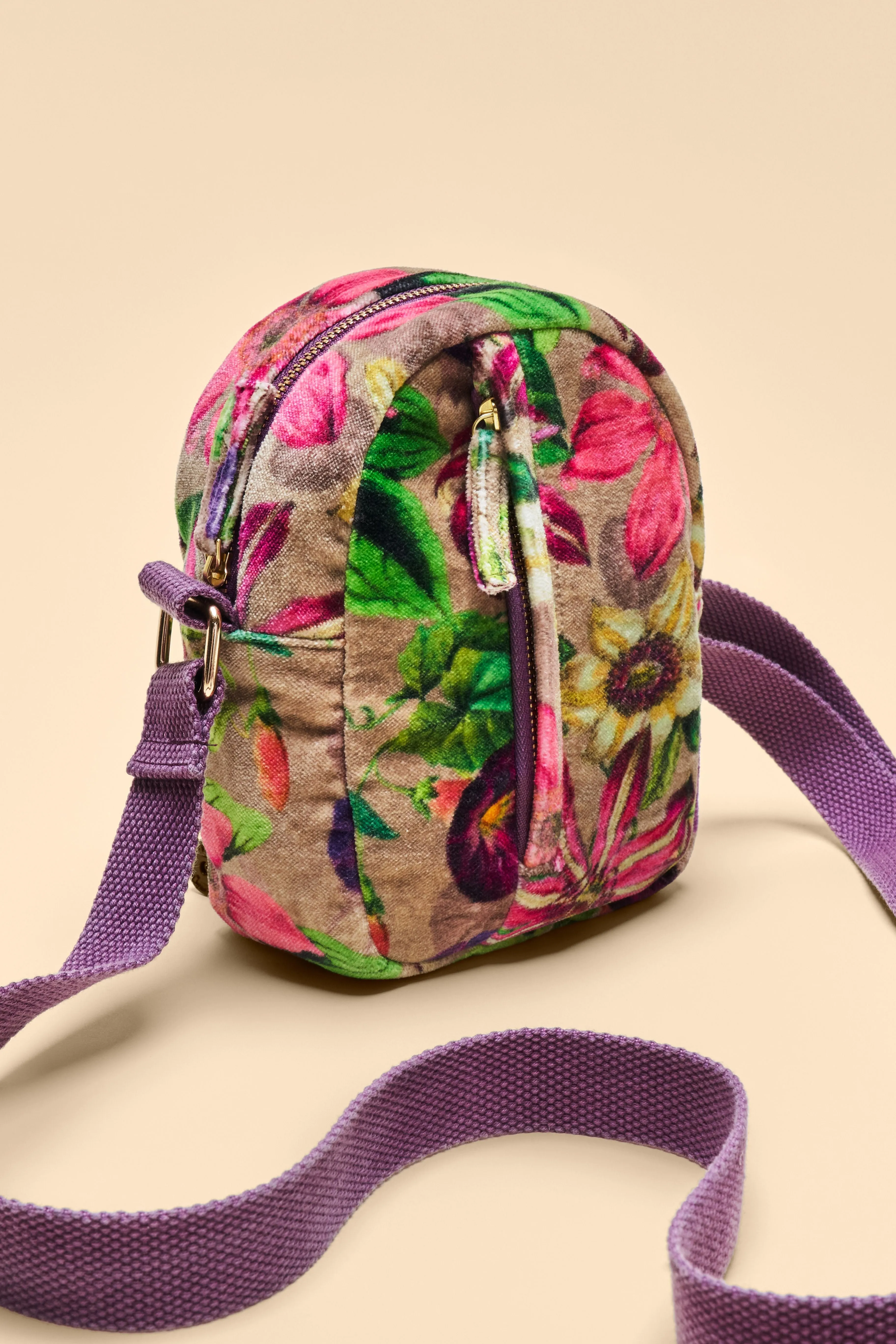 Oversized Botanicals Velvet Crossbody Bag