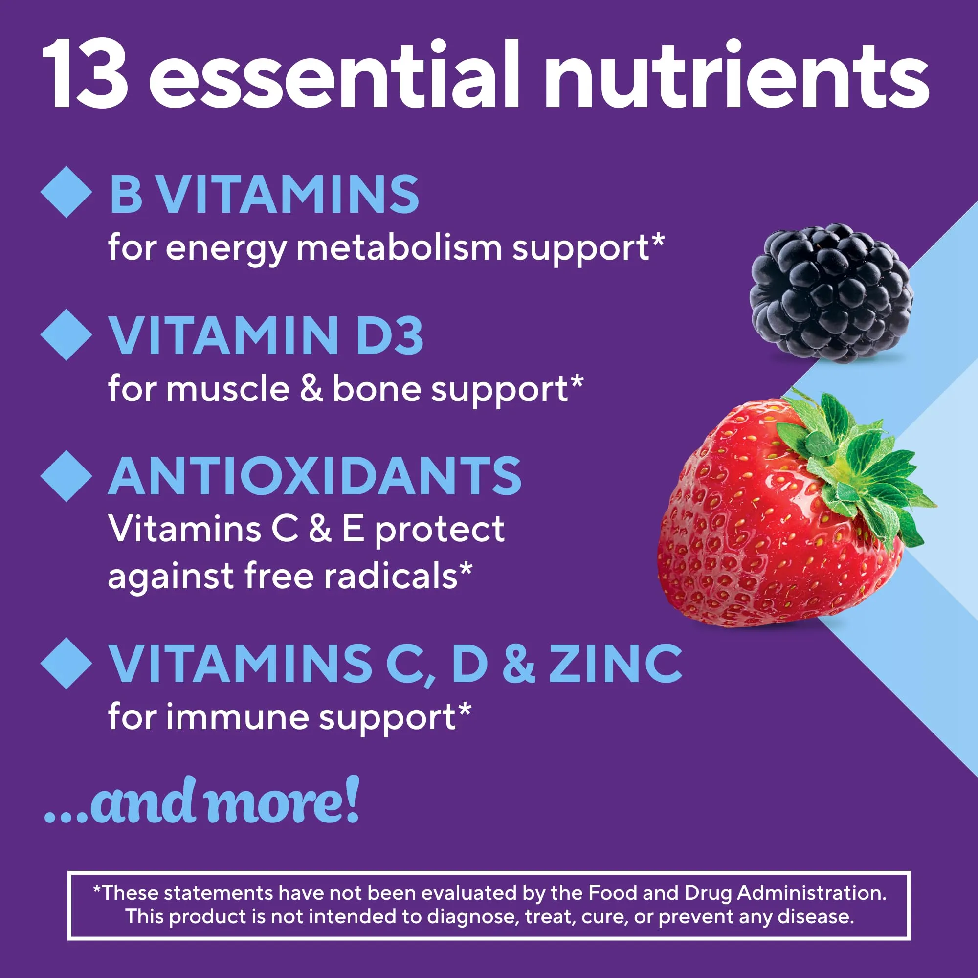 vitafusion Adult Gummy Vitamins for Men, Berry Flavored Daily Multivitamins for Men With Vitamins A, C, D, E, B6 and B12, Americas Number 1 Gummy Vitamin Brand, 75 Day Supply, 150 Count