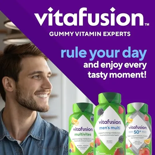 vitafusion Adult Gummy Vitamins for Men, Berry Flavored Daily Multivitamins for Men With Vitamins A, C, D, E, B6 and B12, Americas Number 1 Gummy Vitamin Brand, 75 Day Supply, 150 Count