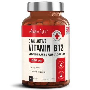 Vitamin B12 - 1000 ug - 60 High Strength Vegan Tablets - Dual Active