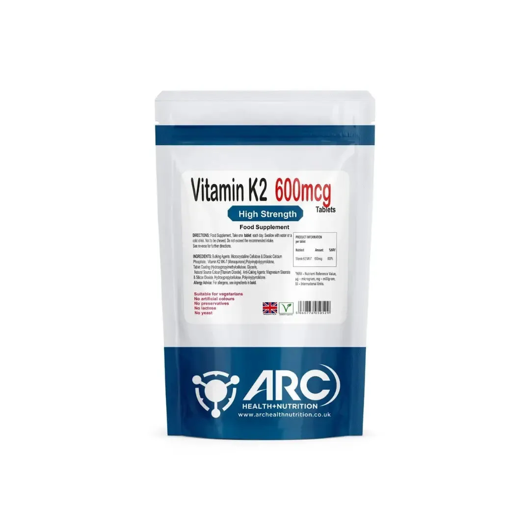 Vitamin K2 MK-7 Menaquinone 600mcg Tablets for Strong and Healthy Bones